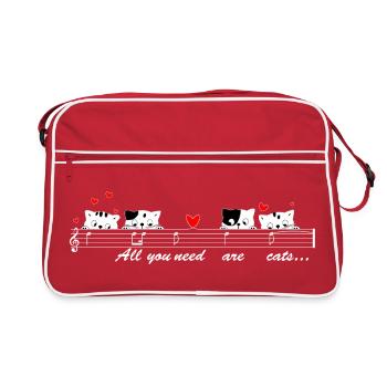 Singing cats with melody for dark clothing. - Retro Bag - red/white - Front