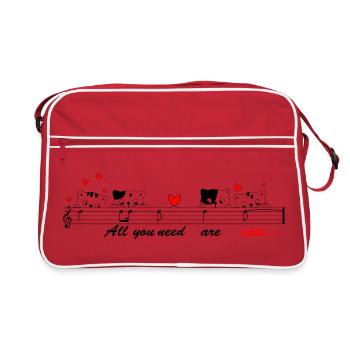 Singing cats with melody for bright clothes - Retro Bag - red/white - Front