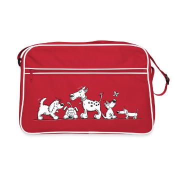 Motif de chien drôle avec chiens de dessins animés - Sac Retro - rouge/blanc - Devant