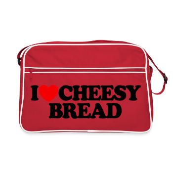 J’adore le pain au fromage. Mon plat préféré : le pain au fromage. - Sac Retro - rouge/blanc - Devant
