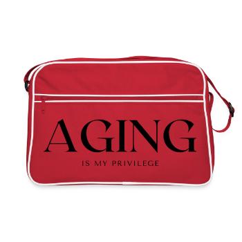 AGING is my privilege - Retro Bag - red/white - Front