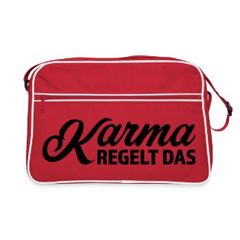 Karma regelt das Spruch T-Shirt - Retro Tasche - Rot/Weiß - Vorne