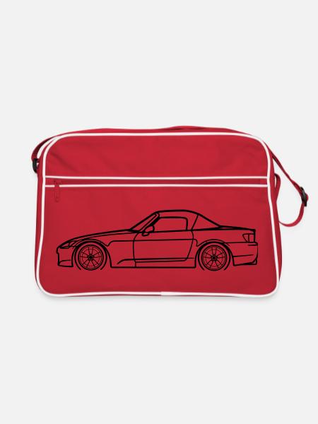 S2000 Line Silhouette – High‑Rev JDM Art - Retro Tasche - Rot/Weiß - Vorne