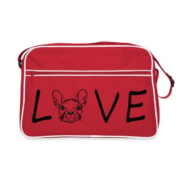 Love Bulldog français Bulldog Frenchie - Sac Retro - rouge/blanc - Devant
