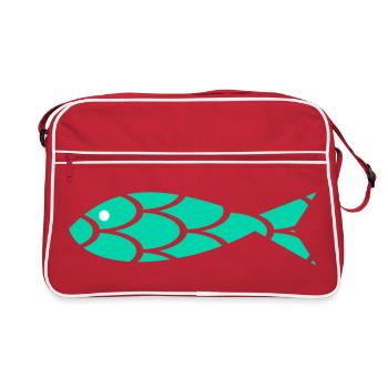 sardine. fish. April fool. sea. ocean - Retro Bag - red/white - Front