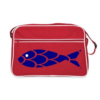 sardine. fish. April fool. sea. ocean - Retro Bag - red/white - Front