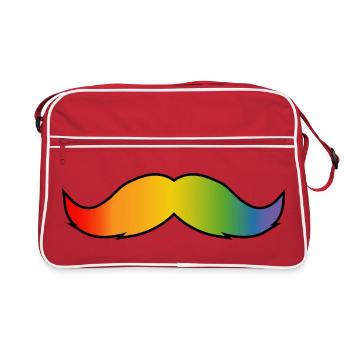 Regenbogen Bart queer schwarz - Retro Tasche - Rot/Weiß - Vorne