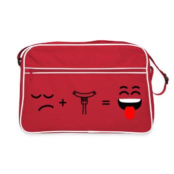 visage triste manger de la saucisse et heureux - Sac Retro - rouge/blanc - Devant