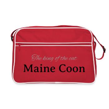 Maine Coon - Der König - Retro Tasche - Rot/Weiß - Vorne