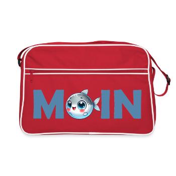 Niedlicher Fisch mit großen Augen - Retro Tasche - Rot/Weiß - Vorne