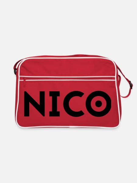 Prénom Nico - Sac Retro - rouge/blanc - Devant