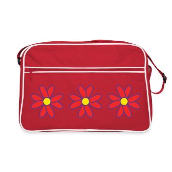 FLOWER. NATUR. ÖKOLOGIE. JUBILÄUM. PARTY. MAMA - Retro Tasche - Rot/Weiß - Vorne