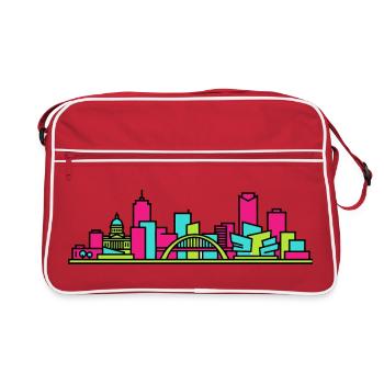 Art moderne en ligne du Musée de la Skyline de la ville de Winnipeg - Sac Retro - rouge/blanc - Devant