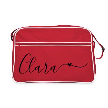 Nom de famille Clara Prénom Décoratif - Sac Retro - rouge/blanc - Devant