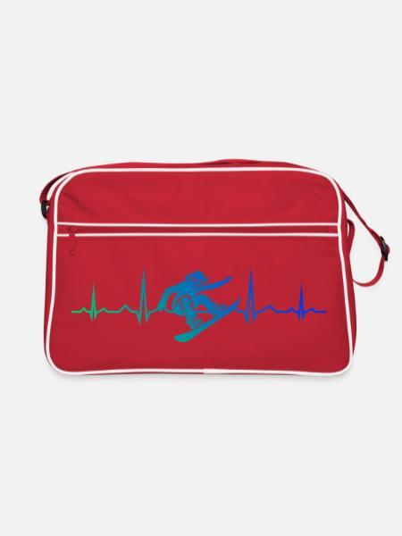 Snowboard Illustration für Snowboard für Frauen - Retro Tasche - Rot/Weiß - Vorne
