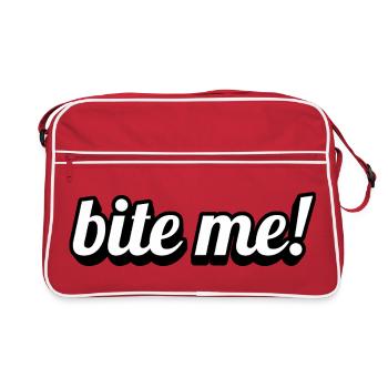 Beiß Mich! Verspielte Typo - Retro Tasche - Rot/Weiß - Vorne
