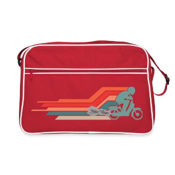  50cc Mofa Mofaroller Moped Mofafahrer Vintage - Retro Tasche - Rot/Weiß - Vorne