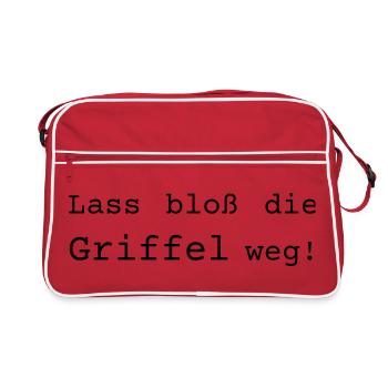 Lass bloß die Griffel weg - Dialekt badisch - Retro Tasche - Rot/Weiß - Vorne
