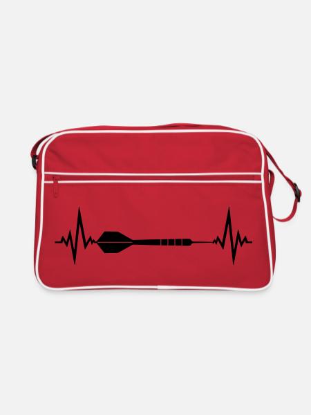 cool frequency heartbeat pulse logo text play there - Retro Bag - red/white - Front
