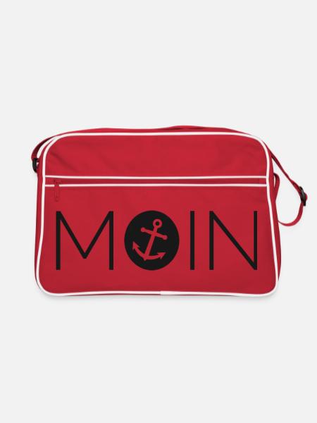 moin Hamburg Ostsee Warnemünde Anker Symbol icon - Retro Tasche - Rot/Weiß
