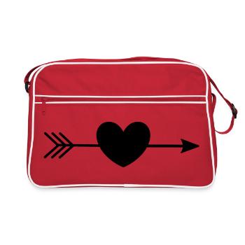 cœur noir cadeau - Sac Retro - rouge/blanc - Devant