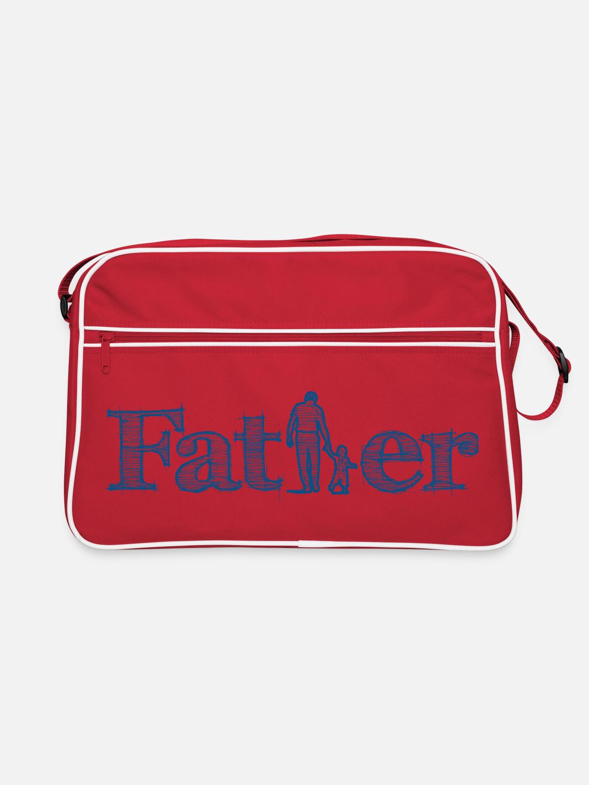 Vater und Sohn - Retro Tasche - Rot/Weiß - Vorne
