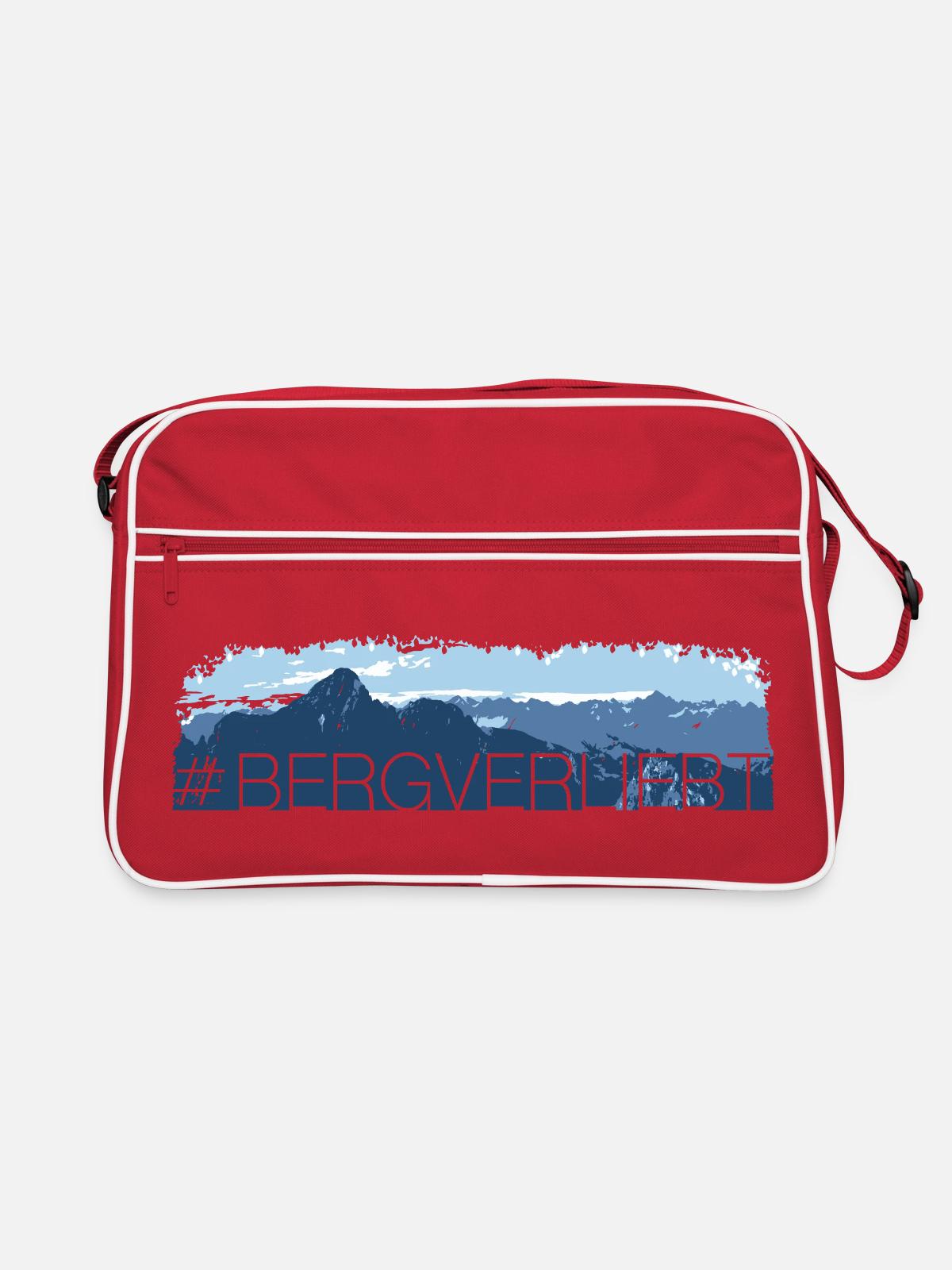 bergverliebt - Retro Tasche - Rot/Weiß - Vorne