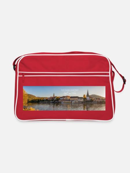 Neckargemünd - Abendstimmung - Retro Tasche - Rot/Weiß - Vorne