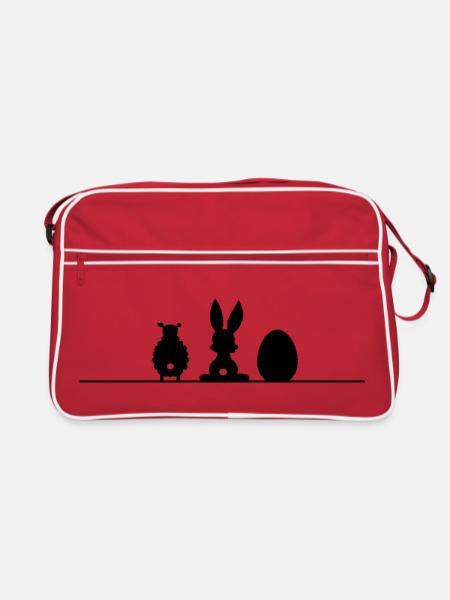 Ombre d’œuf de Pâques lapin, mouton mouton - Sac Retro - rouge/blanc - Devant