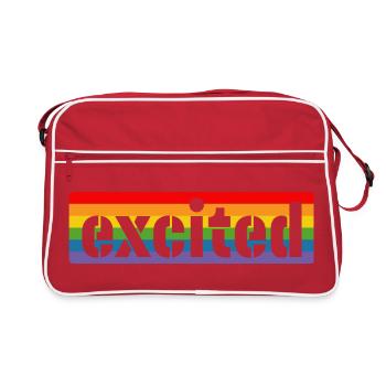 LGBT Rainbow Tshirt excité - Sac Retro - rouge/blanc - Devant