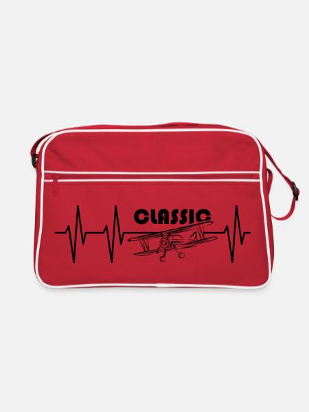 pulse aviation illustration airplane flying icon - Retro Bag - red/white - Front