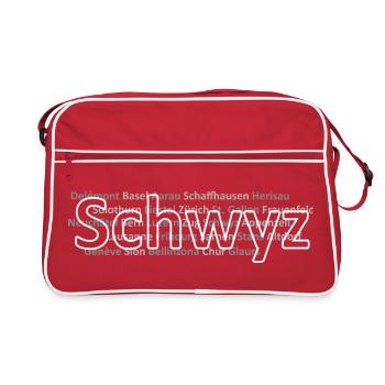 Schweizer Städte Schwyz - Retro Tasche - Rot/Weiß - Vorne