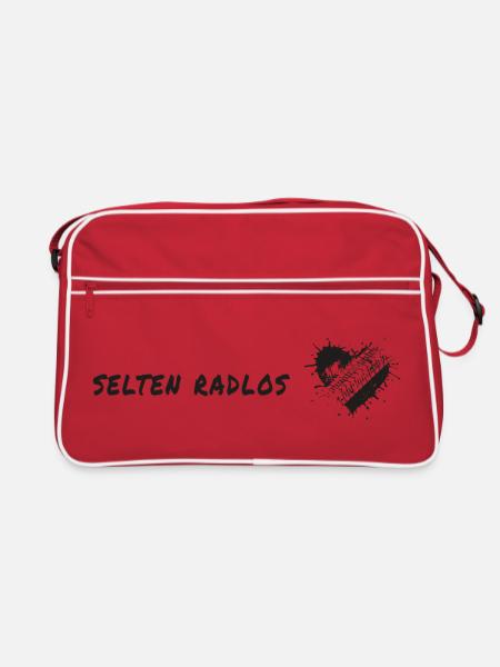 selten radlos fahrrad spruch geschenk reifenspur - Retro Tasche - Rot/Weiß - Vorne