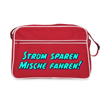 Strom sparen Mische fahren! - Retro Tasche - Rot/Weiß - Vorne