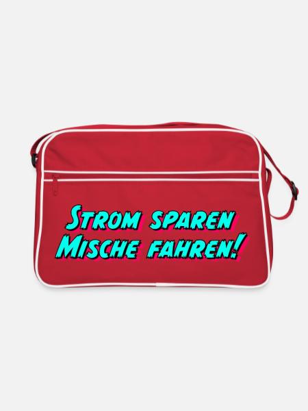 Strom sparen Mische fahren! - Retro Tasche - Rot/Weiß - Vorne