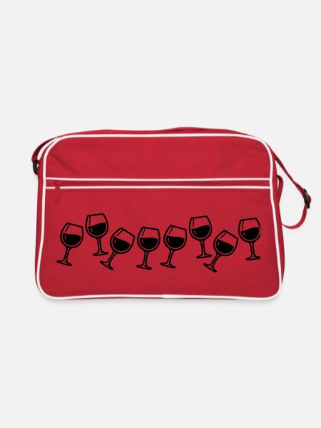Verres à vin pour une fête du vin - Sac Retro - rouge/blanc - Devant