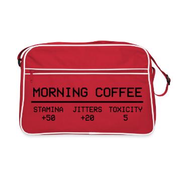 Morning Coffee Gamer Stats Pixel Humor - Retro Bag - red/white - Front
