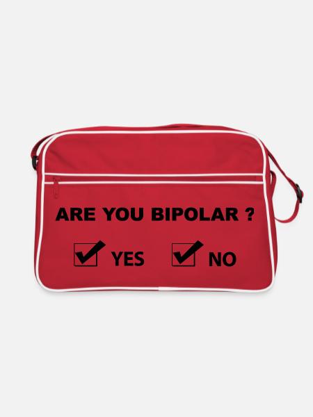 Bist du bipolar – lustiger sarkastischer Humor - Retro Tasche - Rot/Weiß - Vorne