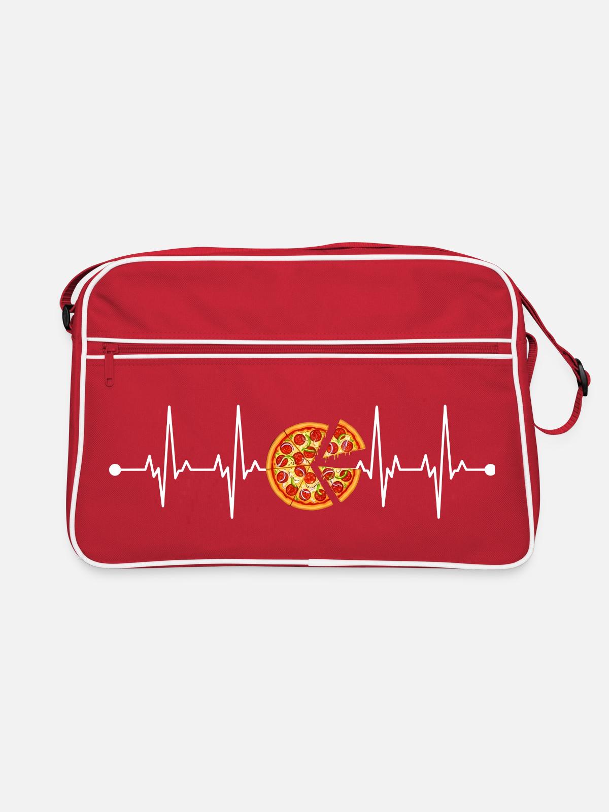 Pizza heartbeat - Retro Bag - red/white - Front