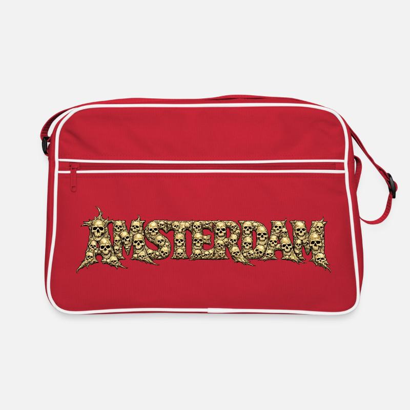 AMSTERDAM Totenschädel-Schrift Retro Tasche