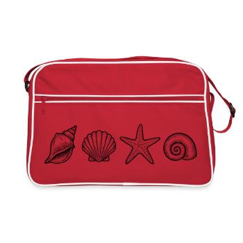 Minimalist snail and starfish shell Design  - Retro Bag - red/white - Front