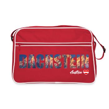 Dachstein Ramsau Österreich Schriftzug - Retro Tasche - Rot/Weiß - Vorne