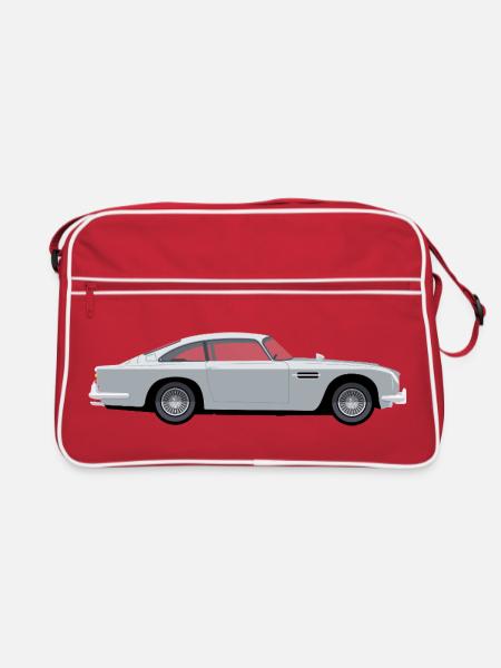 Vintage hellblaues Coupé - Retro Tasche - Rot/Weiß - Vorne