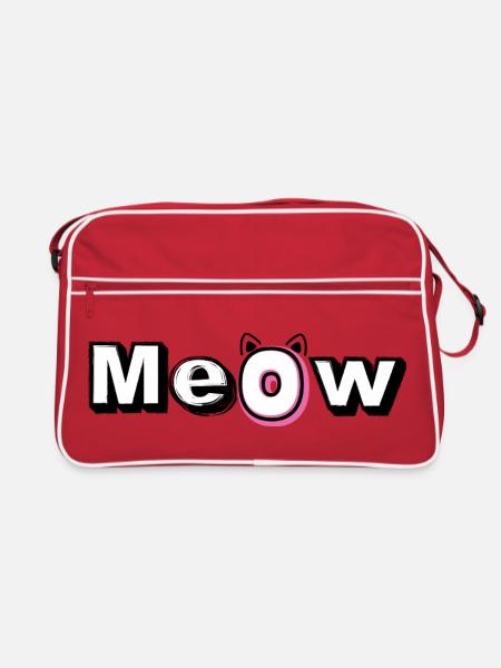 Meow - Retro Tasche - Rot/Weiß - Vorne