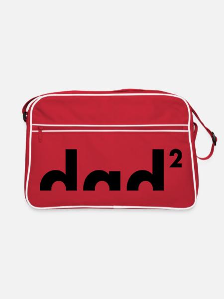 Dad hoch zwei | Vater | Vatertag - Retro Tasche - Rot/Weiß - Vorne
