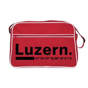 Luzern Koordinaten Schweiz Luzerner Luzernerin - Retro Tasche - Rot/Weiß - Vorne