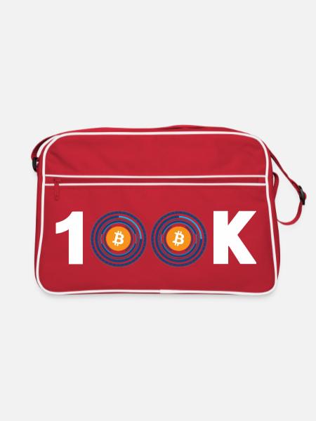 Bitcoin Bitcoin BTC 100k Cryptomonnaie - Sac Retro - rouge/blanc - Devant