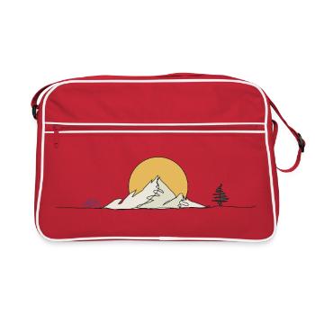 Mountain landscape: cyclists and sun - Retro Bag - red/white - Front