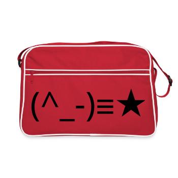 Winking emote (^_-) ≡ ★ wink - Retro Bag - red/white - Front