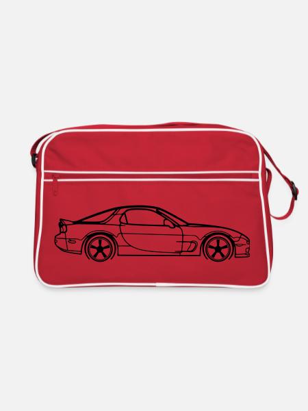 RX‑7 Line Silhouette – JDM Performance Art - Retro Tasche - Rot/Weiß - Vorne
